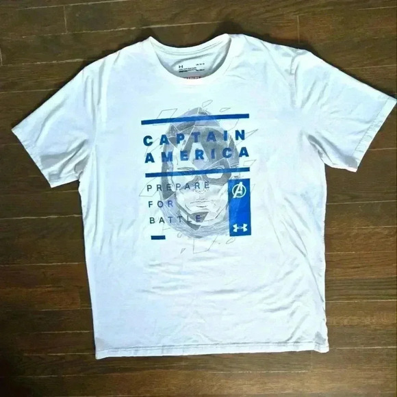 Under Armour Captain America overlay T shirt Sz Large - Picture 1 of 7